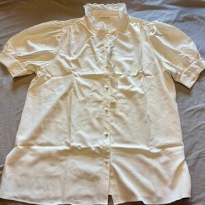 White Lace Trim Blouse